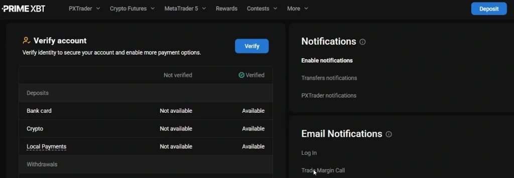 primexbt verify account