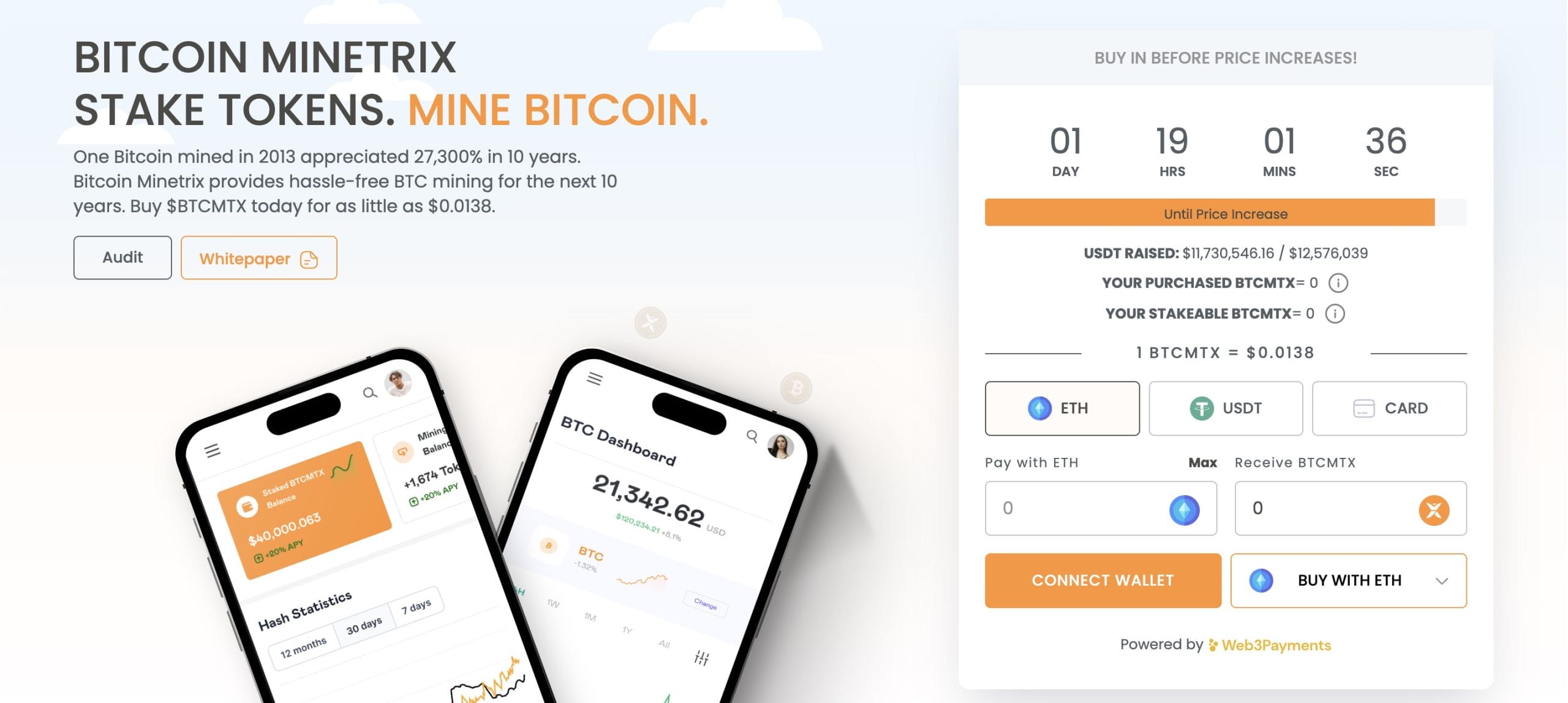 Bitcoin Minetrix presale page