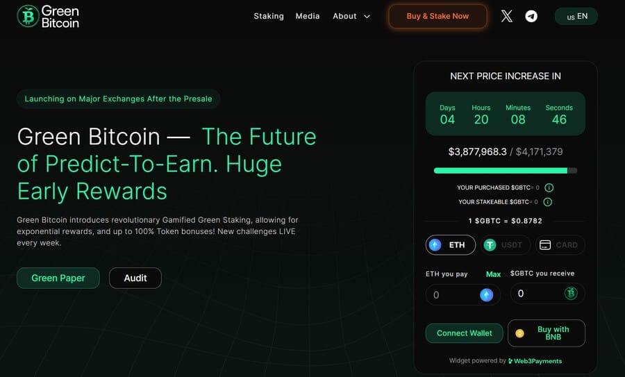green bitcoin token presale page