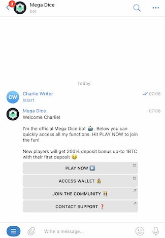 Join Mega Dice Telegram page