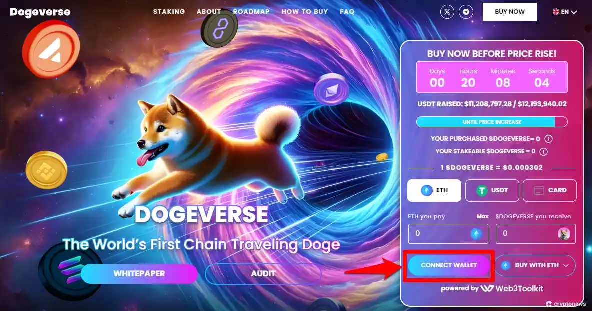 How to connect wallet to Dogeverse ICO