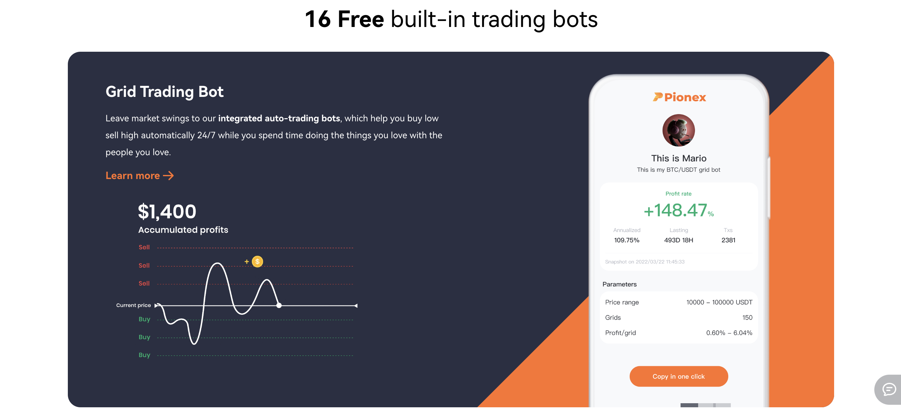 Pionex Trading Bots Section