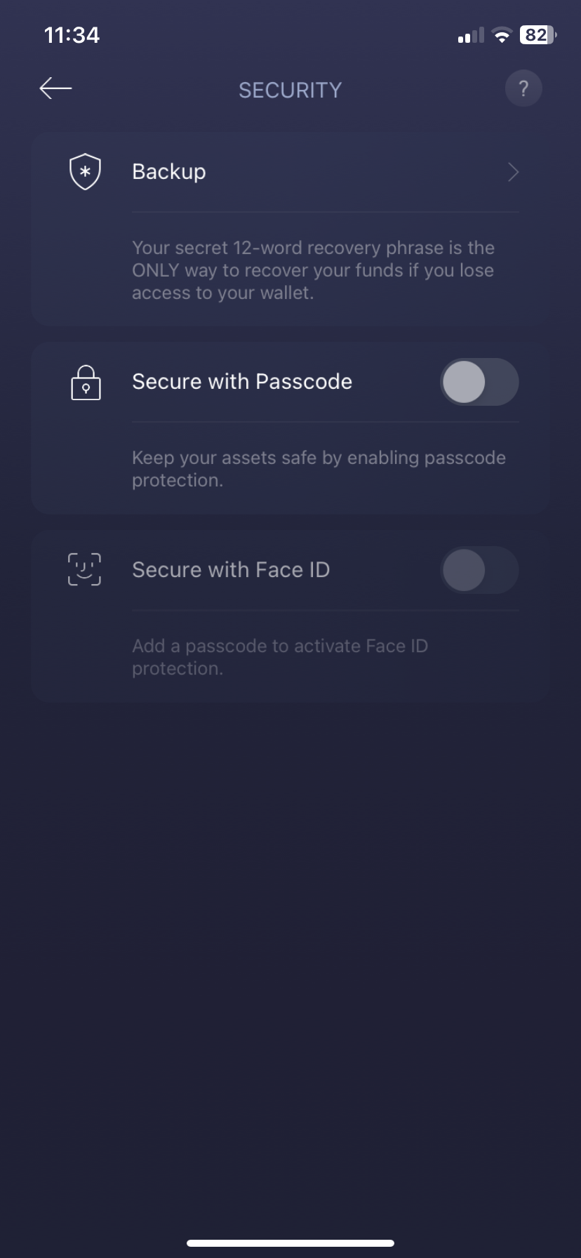 wallet security settings for exodus