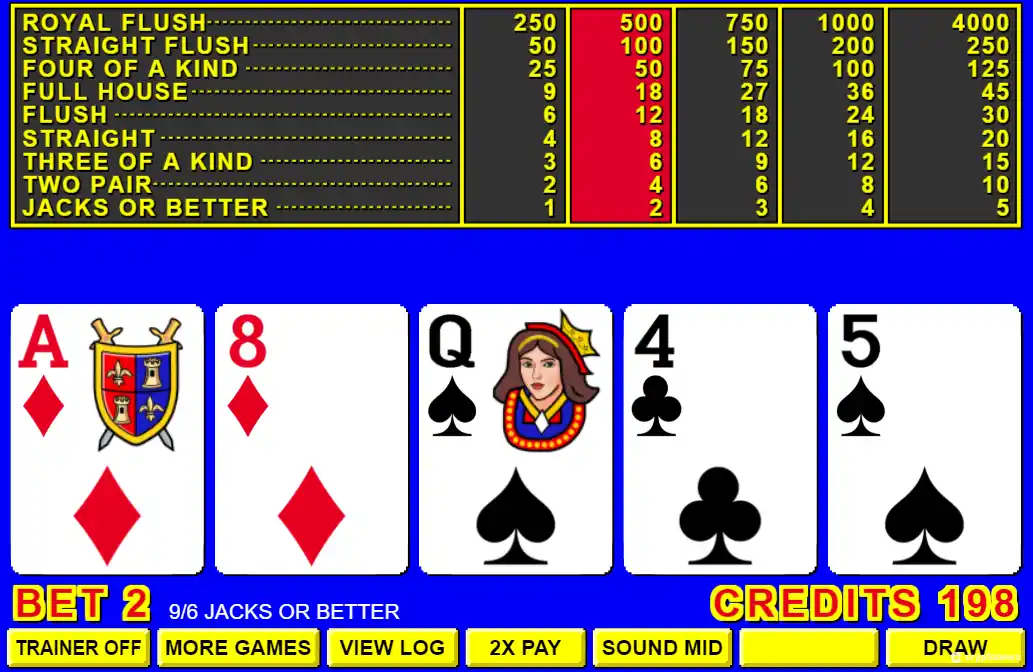 casino games with best odds video poker