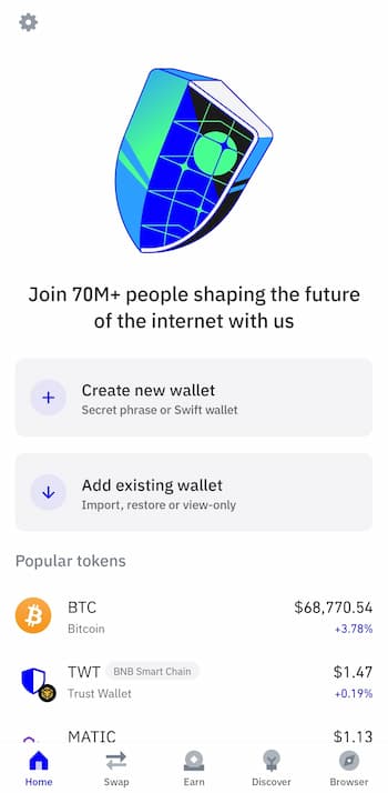Add crypto to Trust Wallet