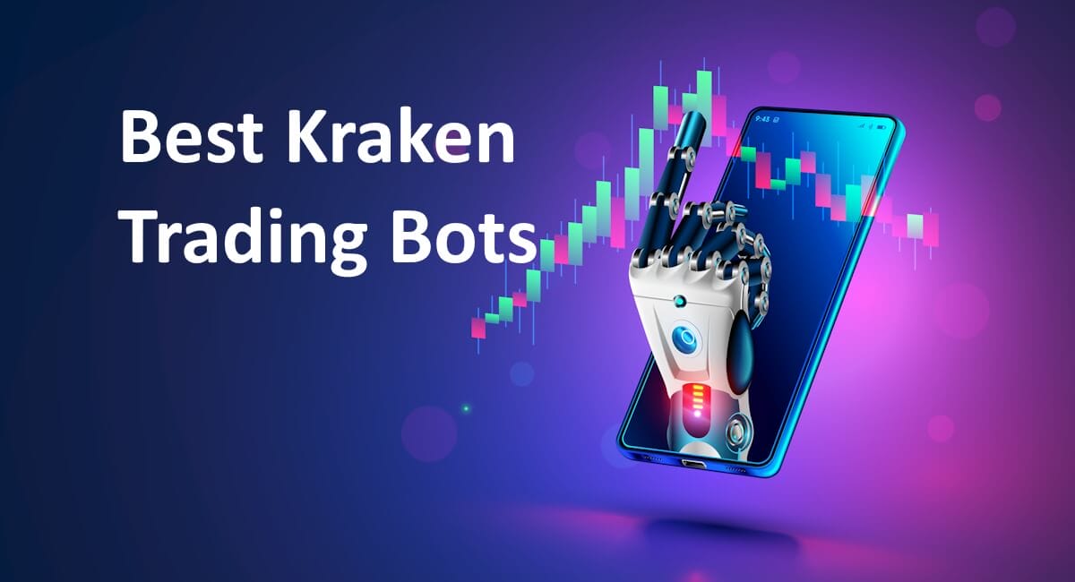 Best Kraken Trading Bots with Robotic hand analyzing candlestick chart