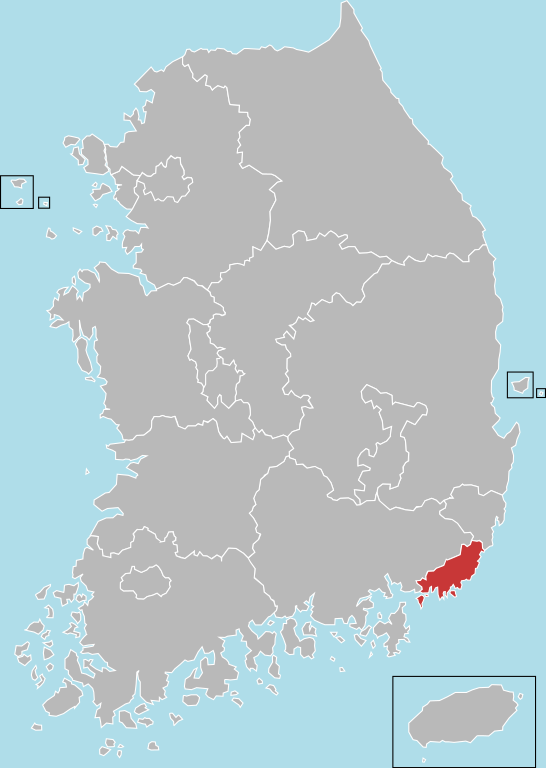 Busan on a map of South Korea.