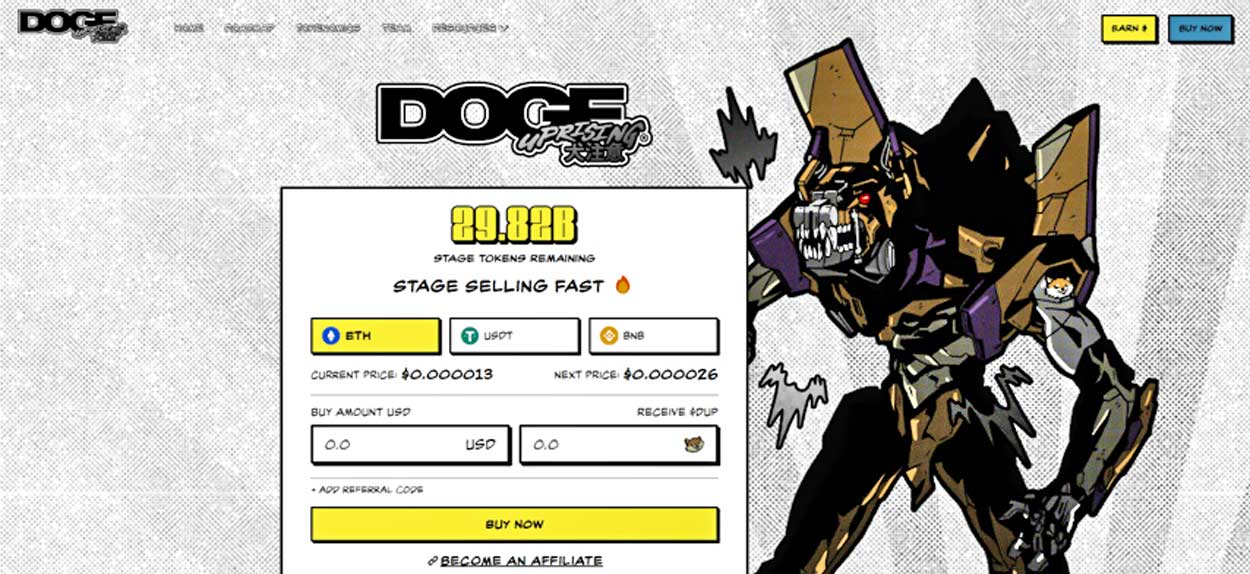 doge uprising homepage