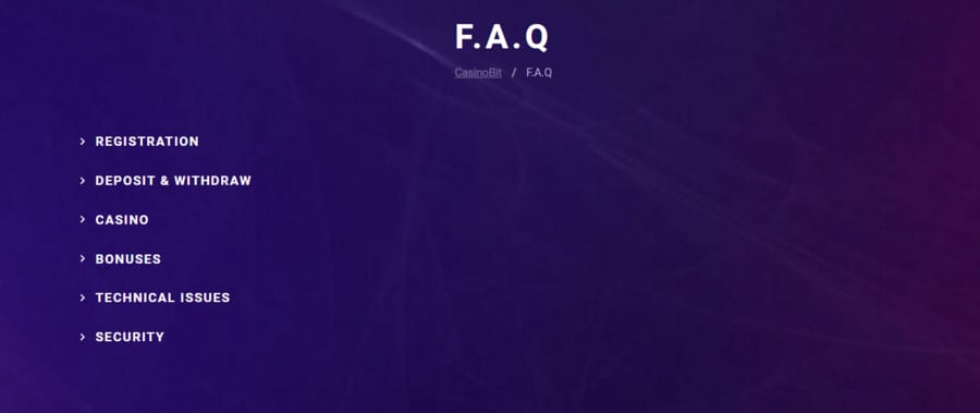 The Casinobit.io FAQ page provides answers on casino rules and offerings, with video explanations for better comprehension.