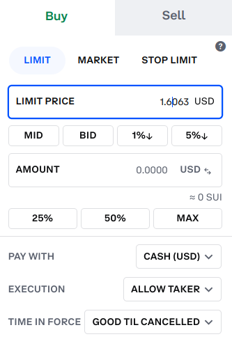 coinbase buy sui limit order