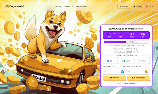 Next Big Meme Coin Dogecoin20 Smashes $2m While DOGE Price Slips 5% to $0.144