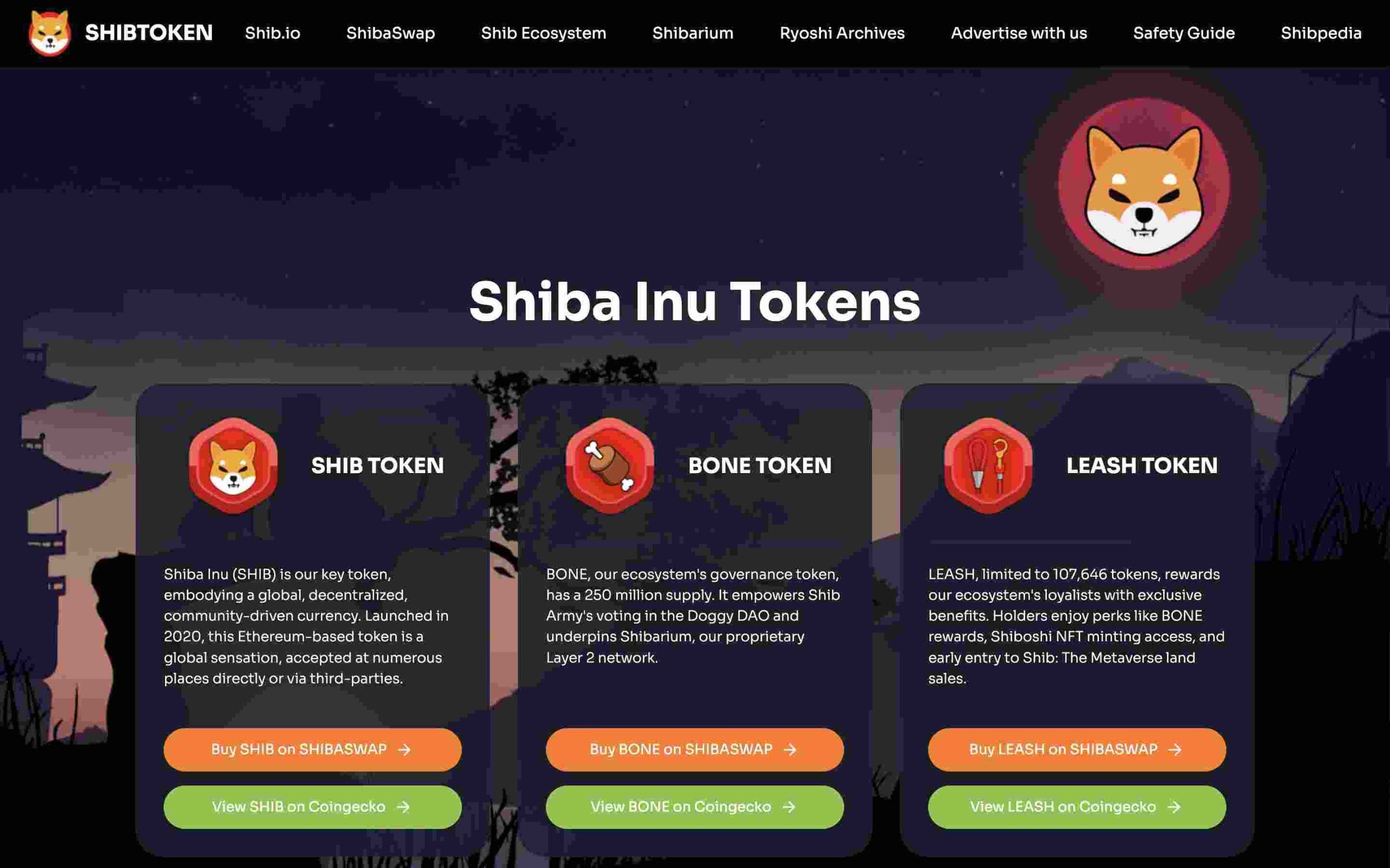 Shiba Token Homepage