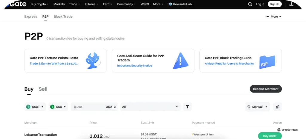 P2P Trading on gate.io