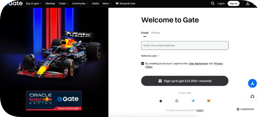 Open a Gate.io Account to get started
