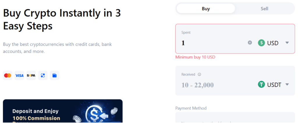 mexc minimum usd deposit