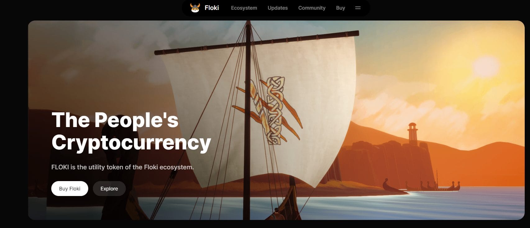 The website homepage of the Floki meme coin
