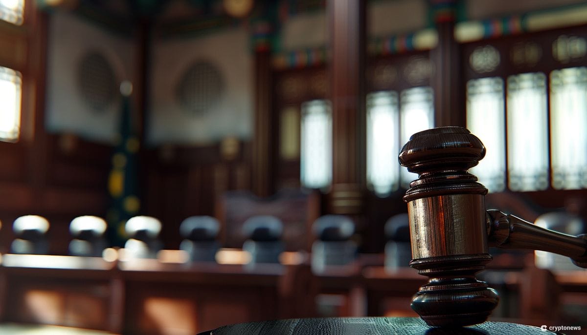 A judge's gavel in a courtroom