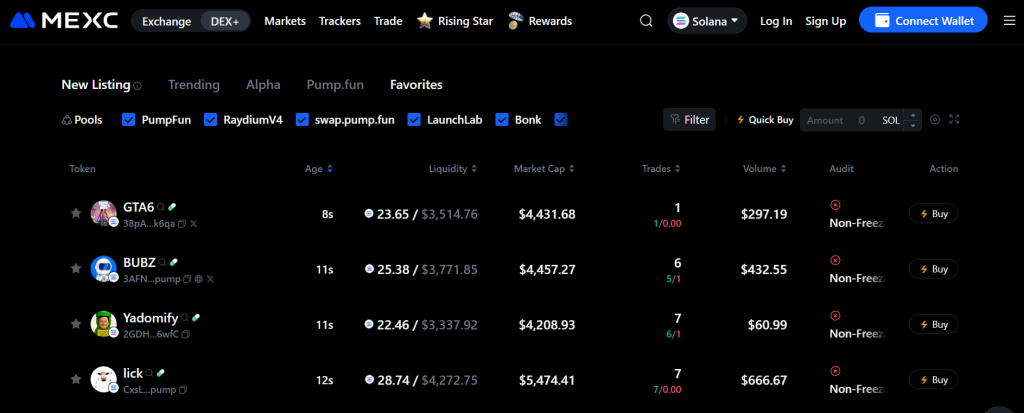 mexc dex+ trading platform
