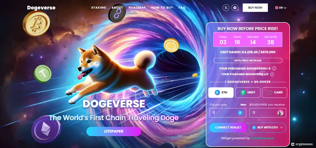 Dogeverse homepage and presale