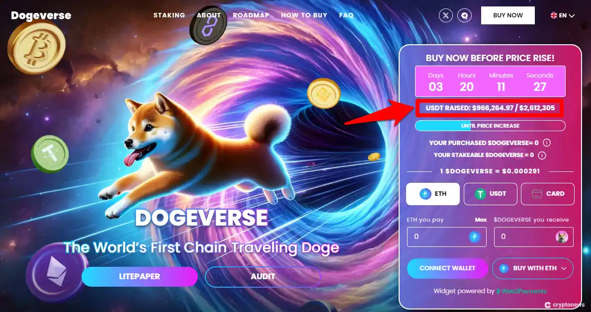 Dogeverse raises $1 million during presale in less than two days