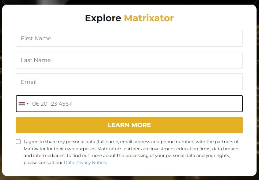 Matrixator registration