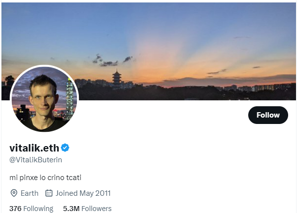 Vitalik Buterin Twitter bio
