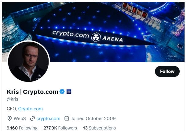 Kris Crypto.com Twitter
