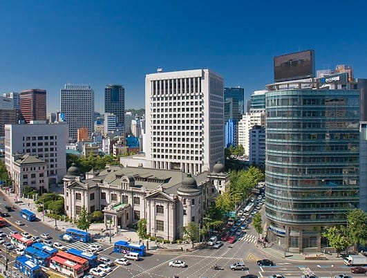 The headquarters of the Bank of Korea in Seoul, South Korea.