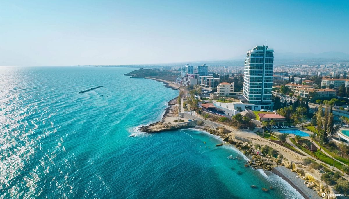 Aerial view of Limassol, Cyprus, a key location for FTX Europe's operations, showcasing the city's coastline and modern architecture.