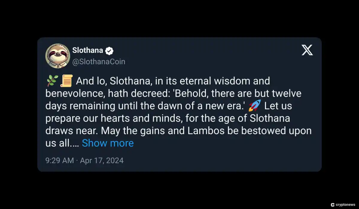 Slothana team announces presale end and token launch on Twitter (X)
