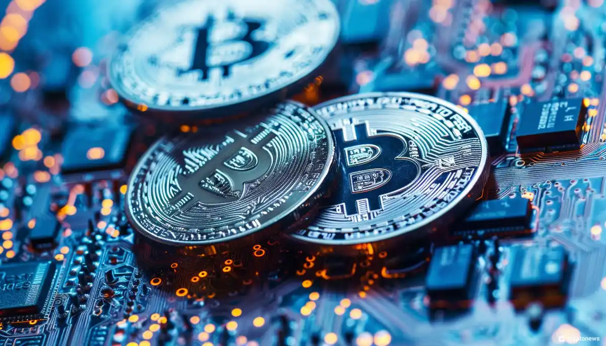 Gold and silver Bitcoin coins rest on a circuit board, symbolizing the intersection of finance and technology and raising questions about the future Bitcoin price.