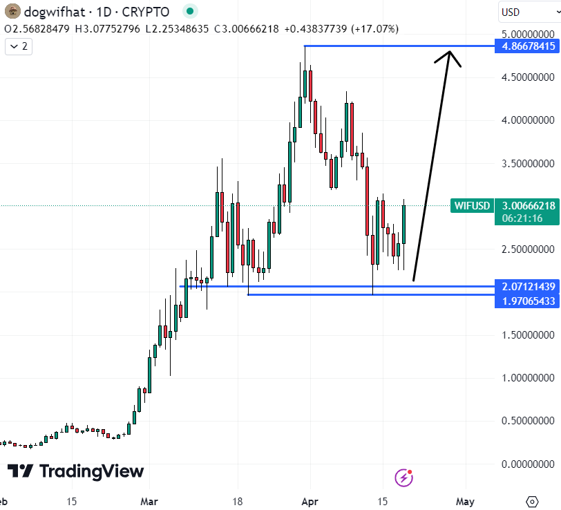 Dogwifhat could be the best crypto to buy now. Source: TradingView