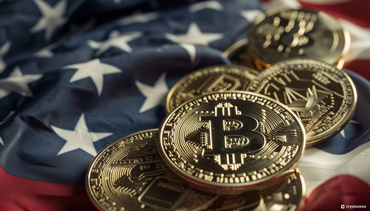 US flag and Bitcoin