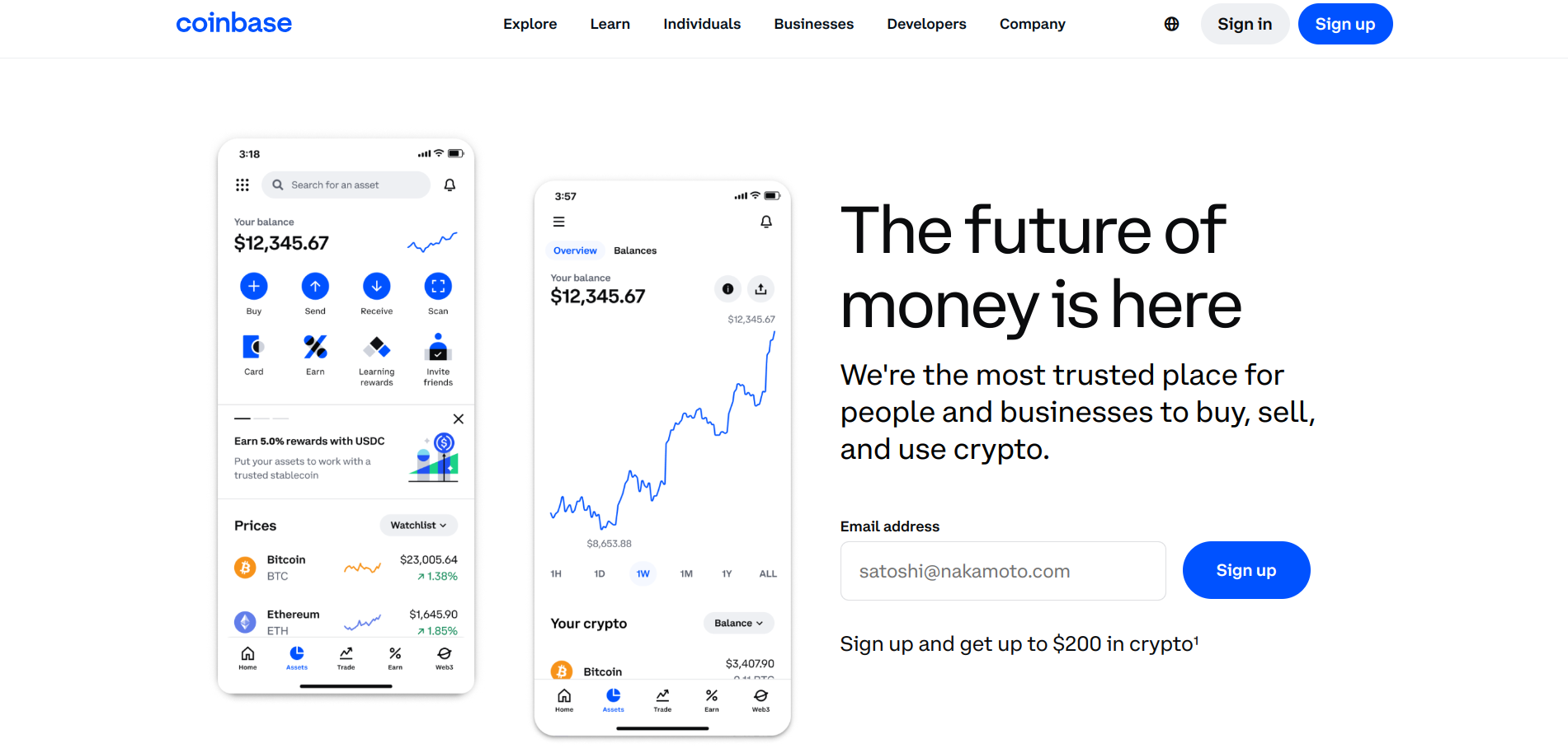 coinbase homepage