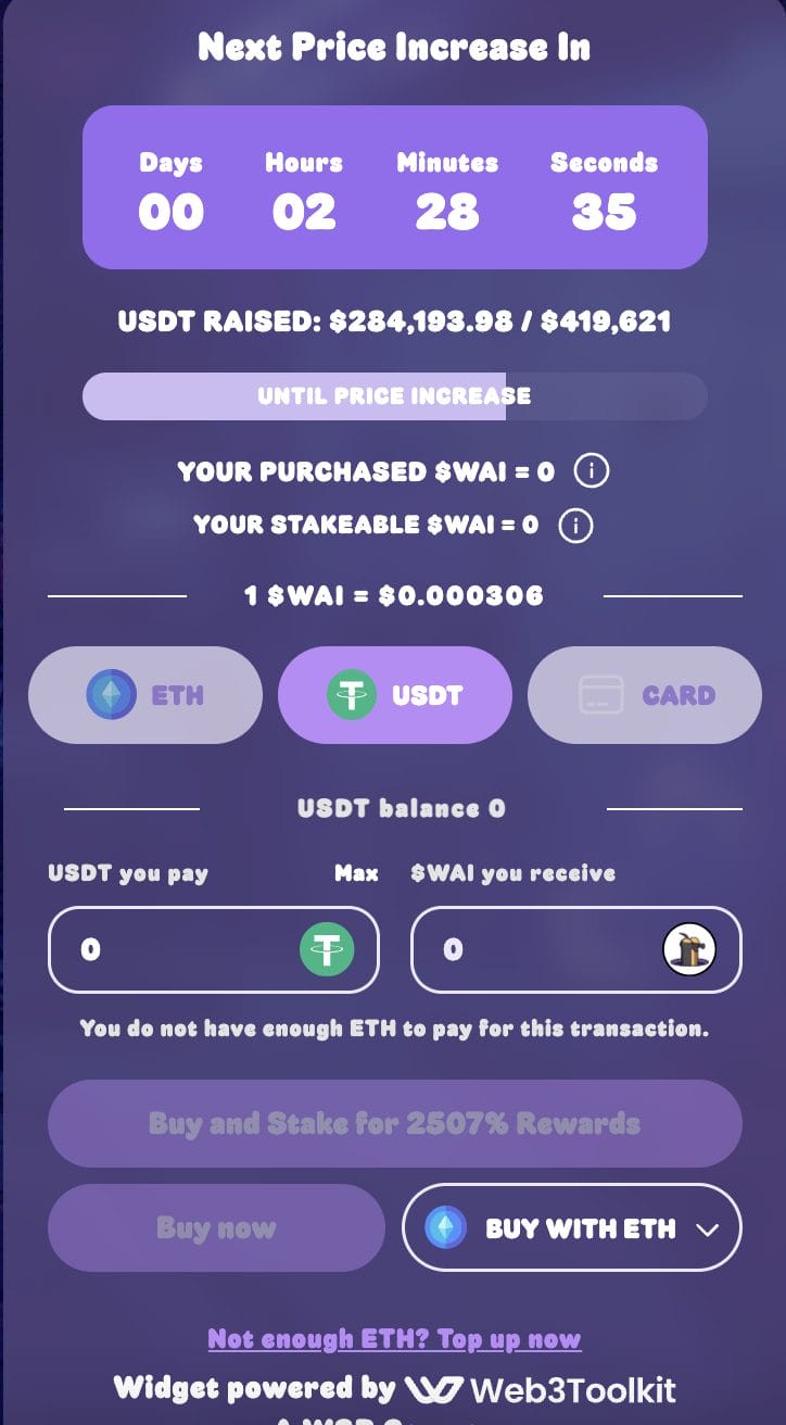 Buy $WAI tokens