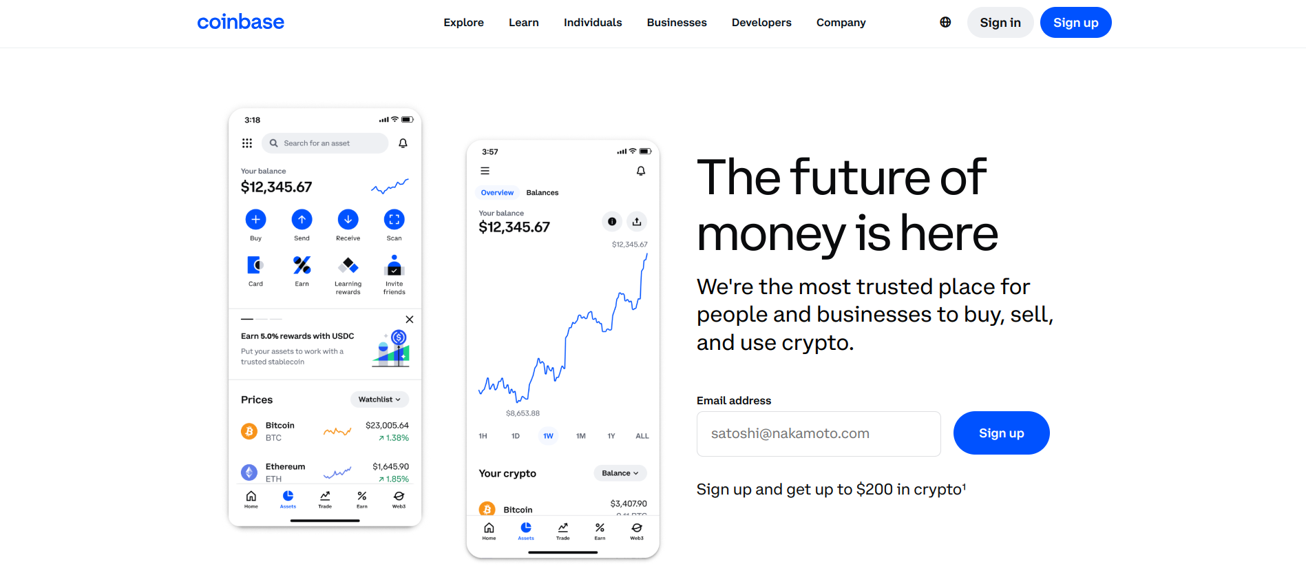 coinbase homepage
