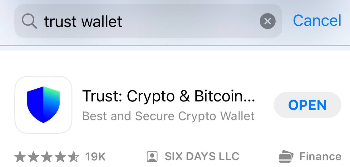 Download Trust wallet on App Store