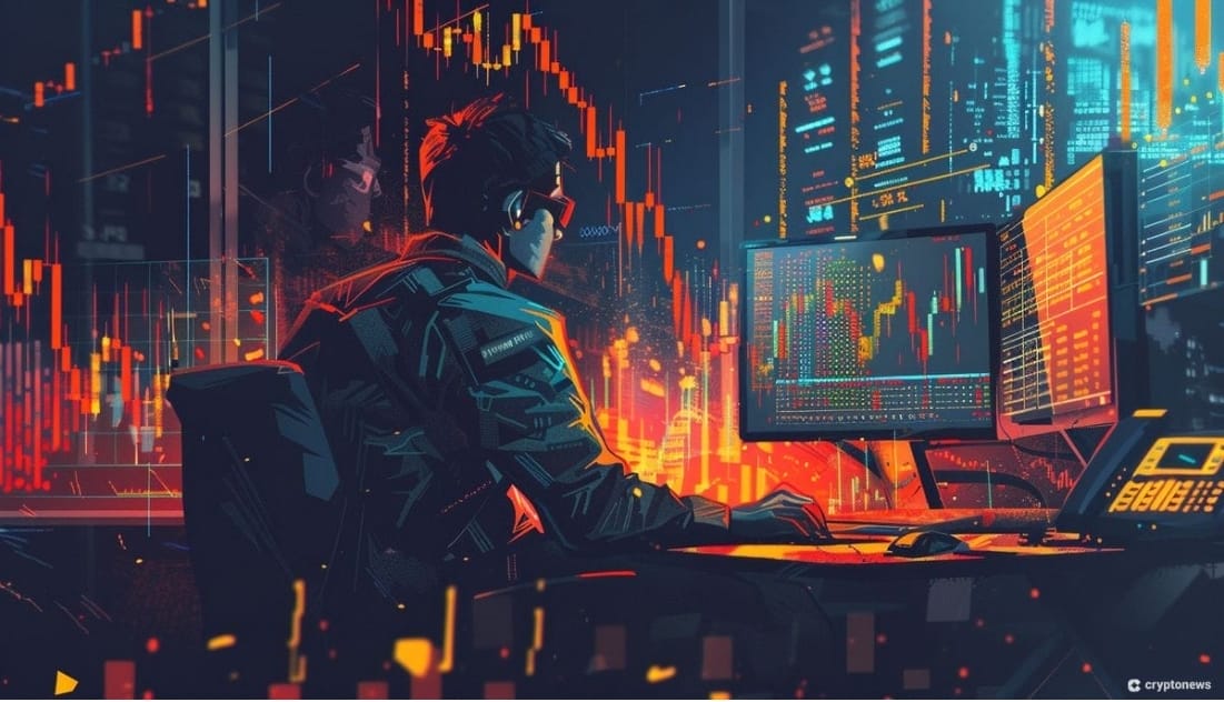 Trader analyzing crypto price charts
