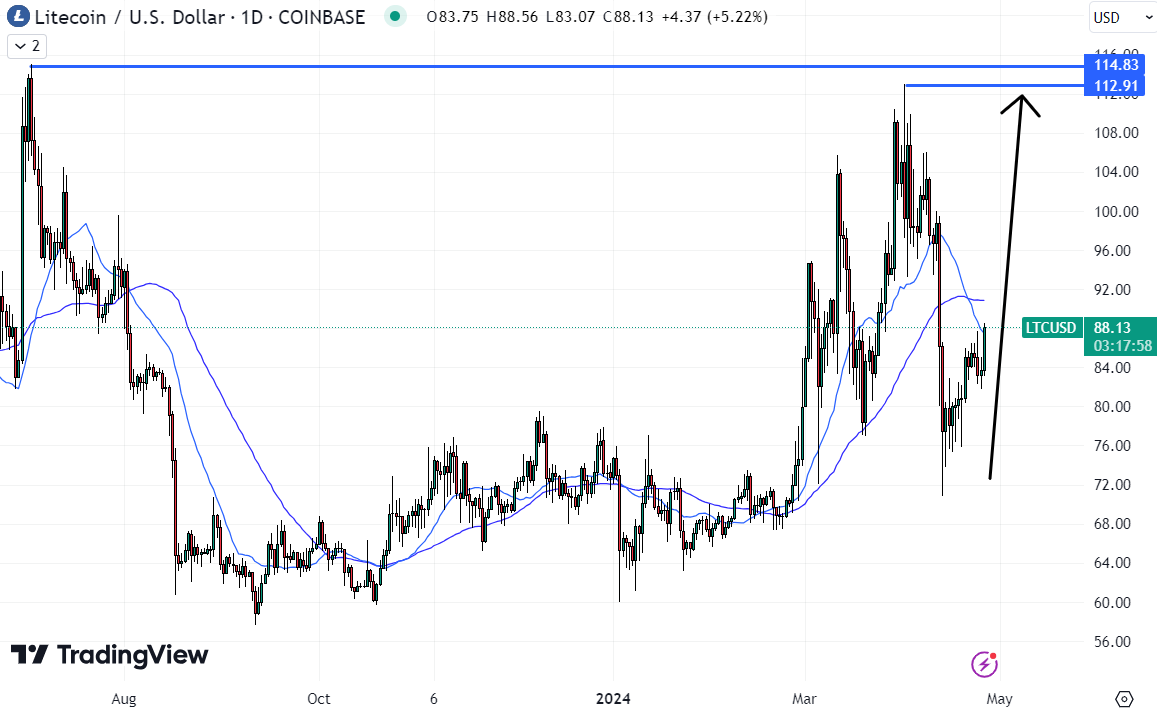 Litecoin is the crypto that you should buy right now. It could return to its multi-year highs. 
