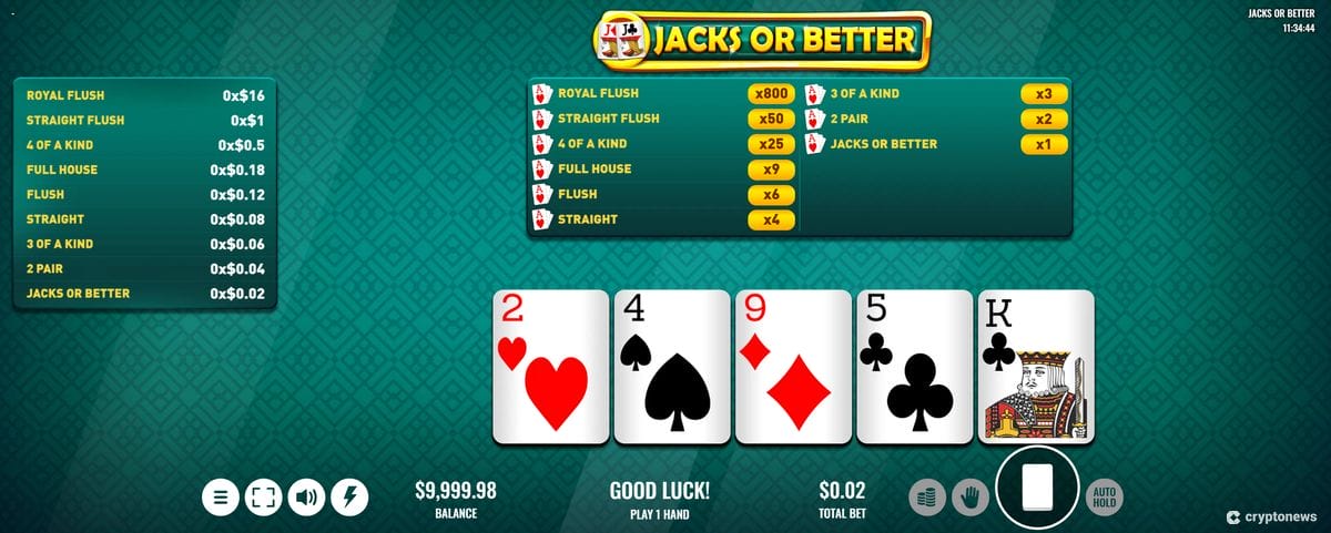 jacks or better video poker