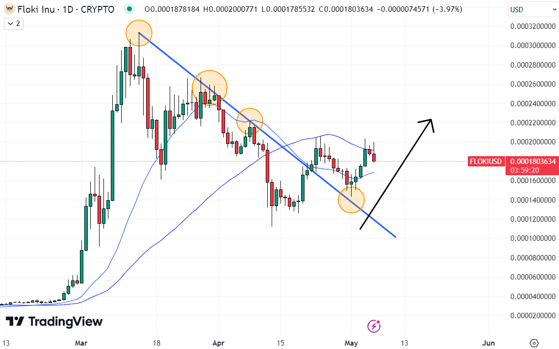 The Floki price turned bullish after this breakout last month. 