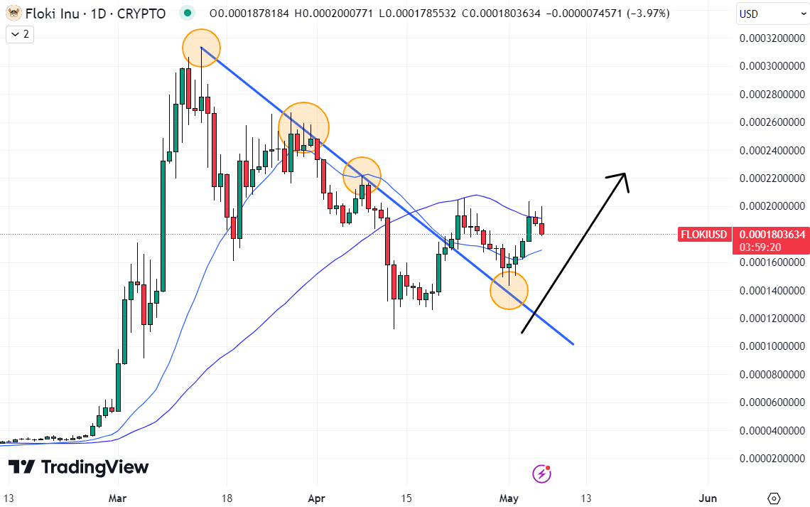 The Floki price turned bullish after this breakout last month.