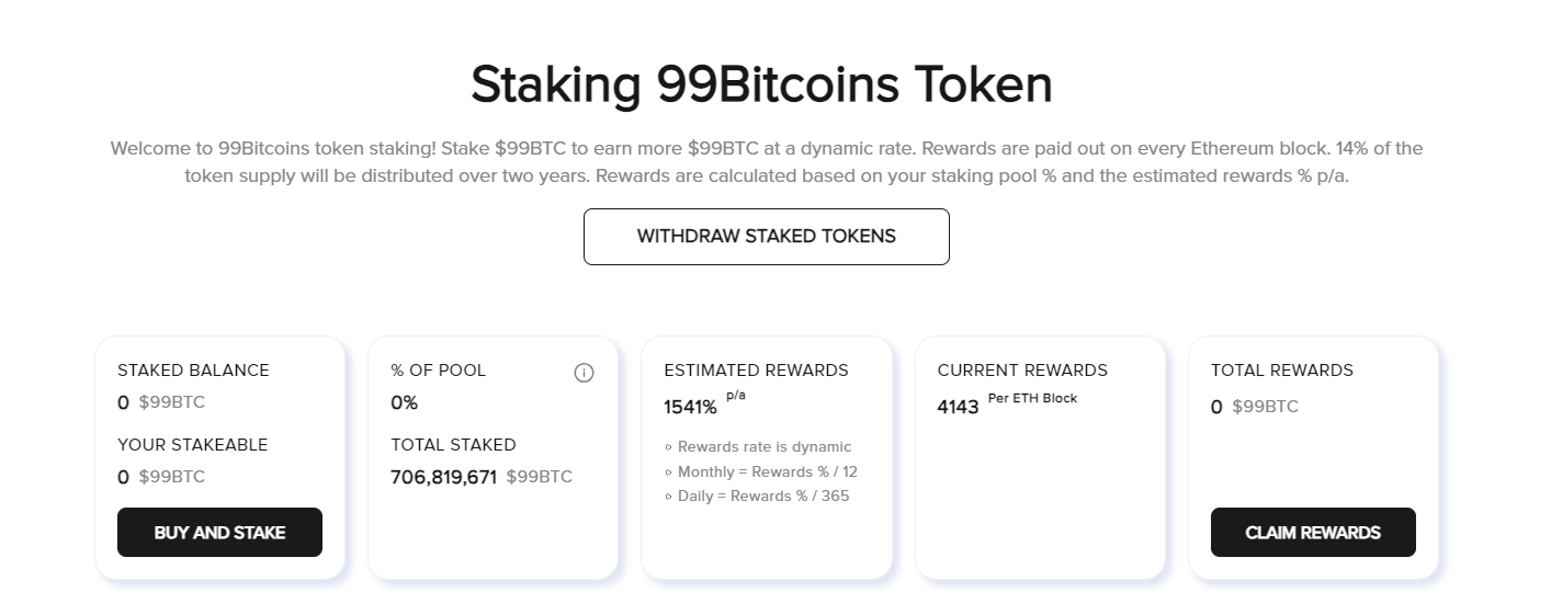 Discover the 99Bitcoins viral new crypto presale, so far over $1M raised for 99BTC learn-to-earn platform, boasts highest APY BRC-20 staking.