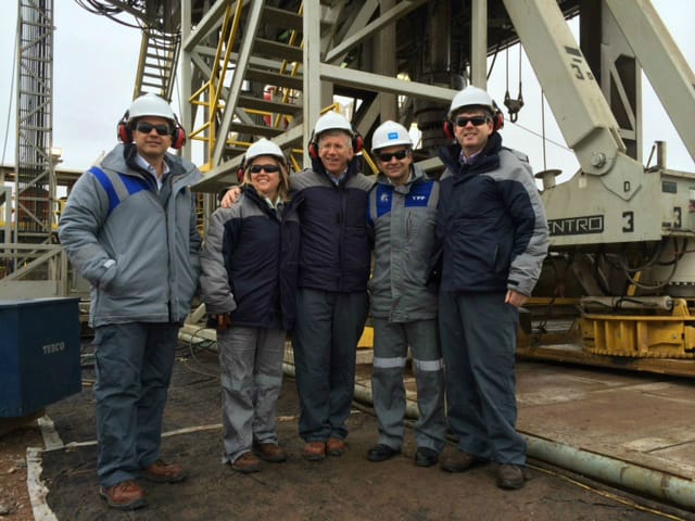 YPF executives, senior government officials, and a US Embassy official visit the Vaca Muerta oil field in Western Argentina.