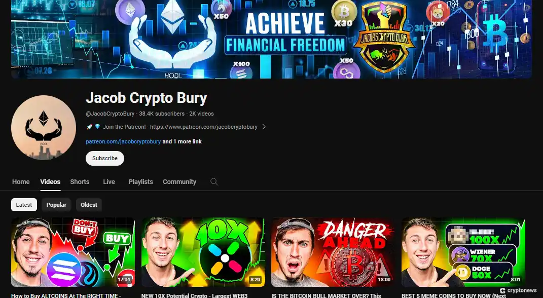Jacob Bury, one of the best crypto YouTube channels