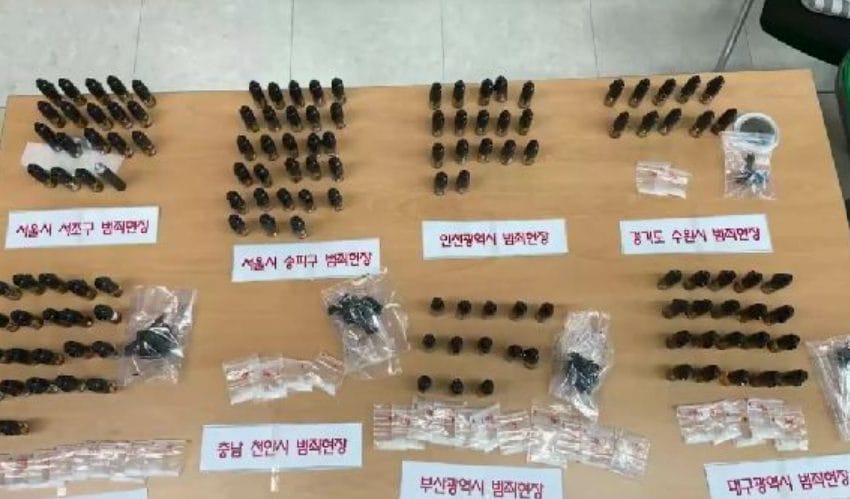 Items seized by the police in raids.