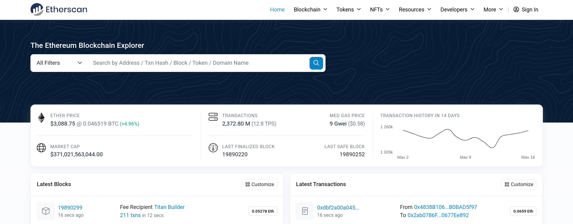 etherscan latest transactions