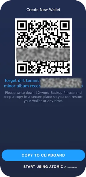 12-Word Recovery Phrase on atomic wallet