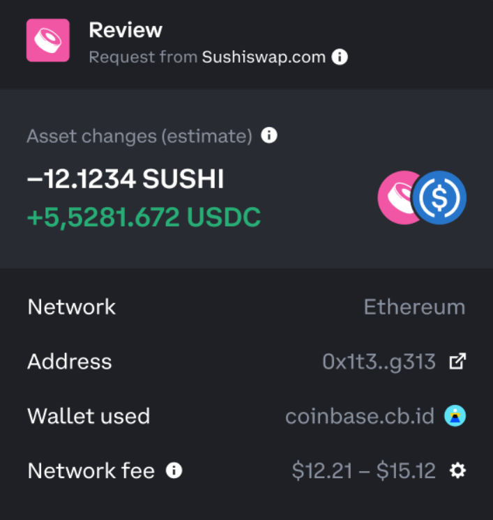 coinbase wallet transaction preview