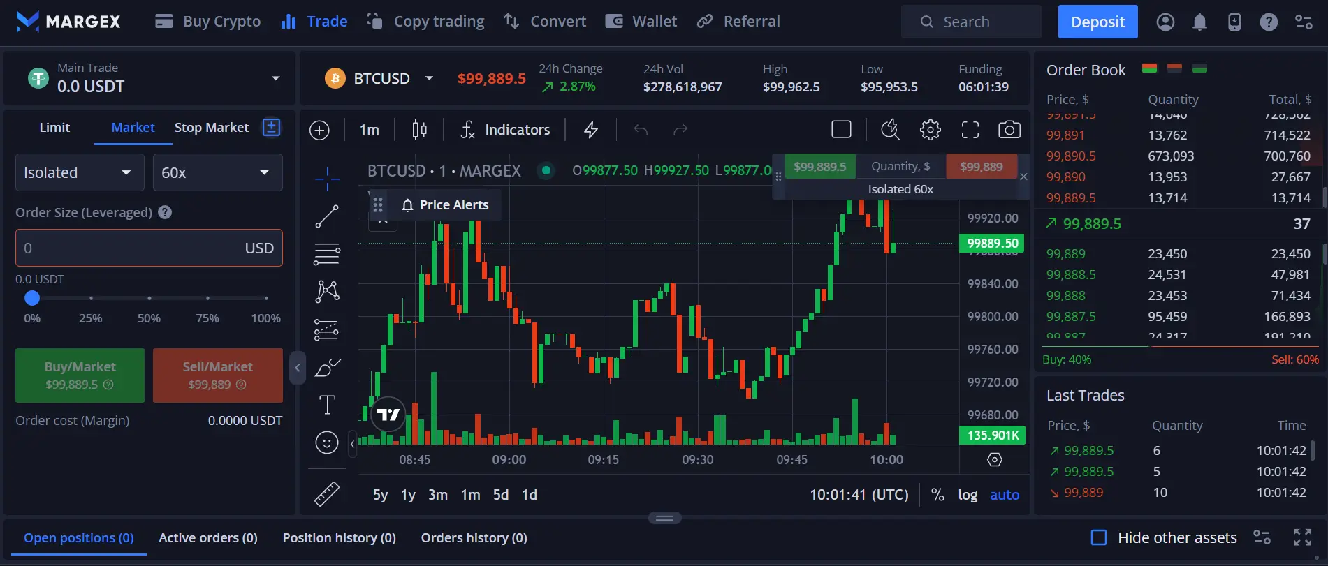margex trading dashboard